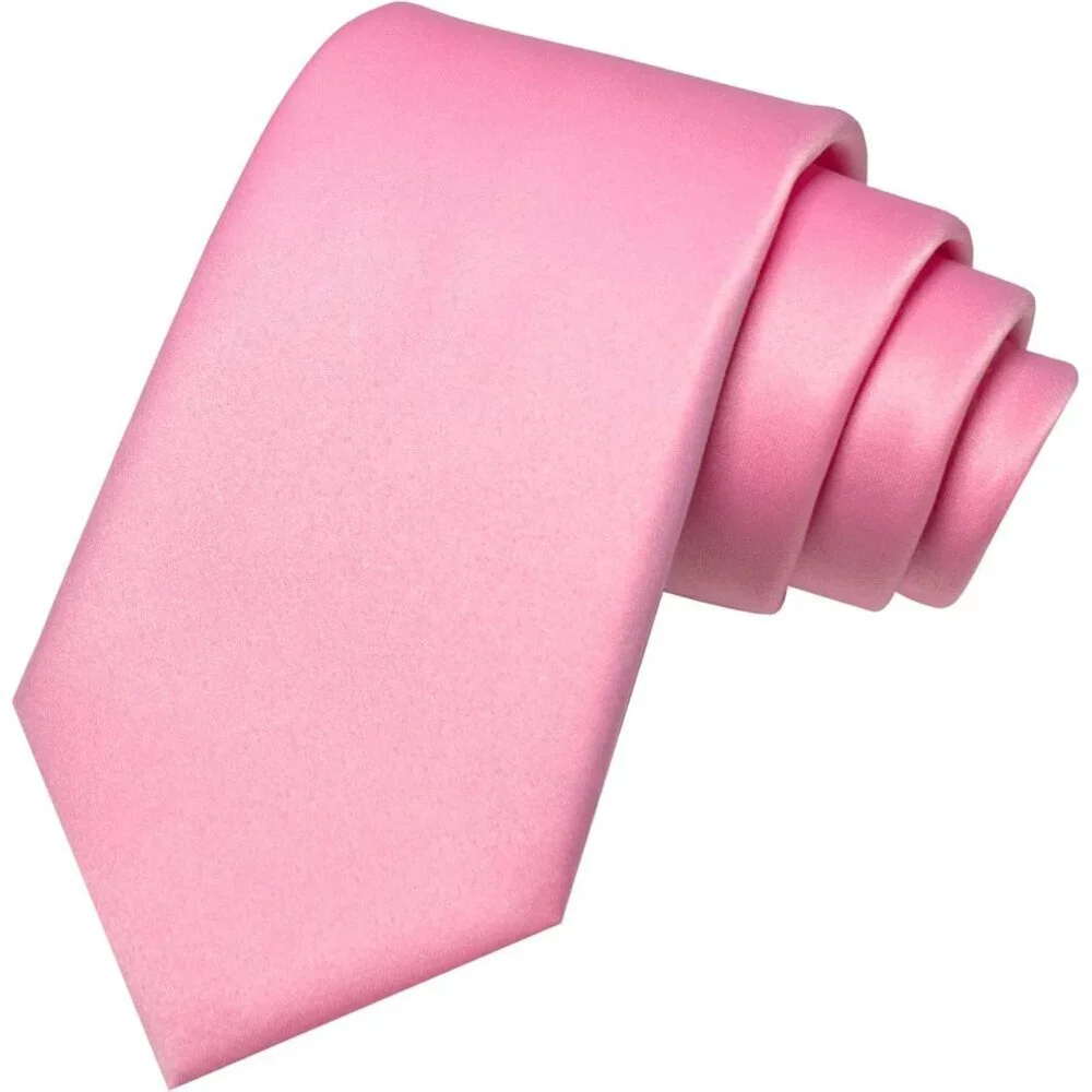 Men's Pink Solid Pure Color Imported Polyester Formal Neck Ties